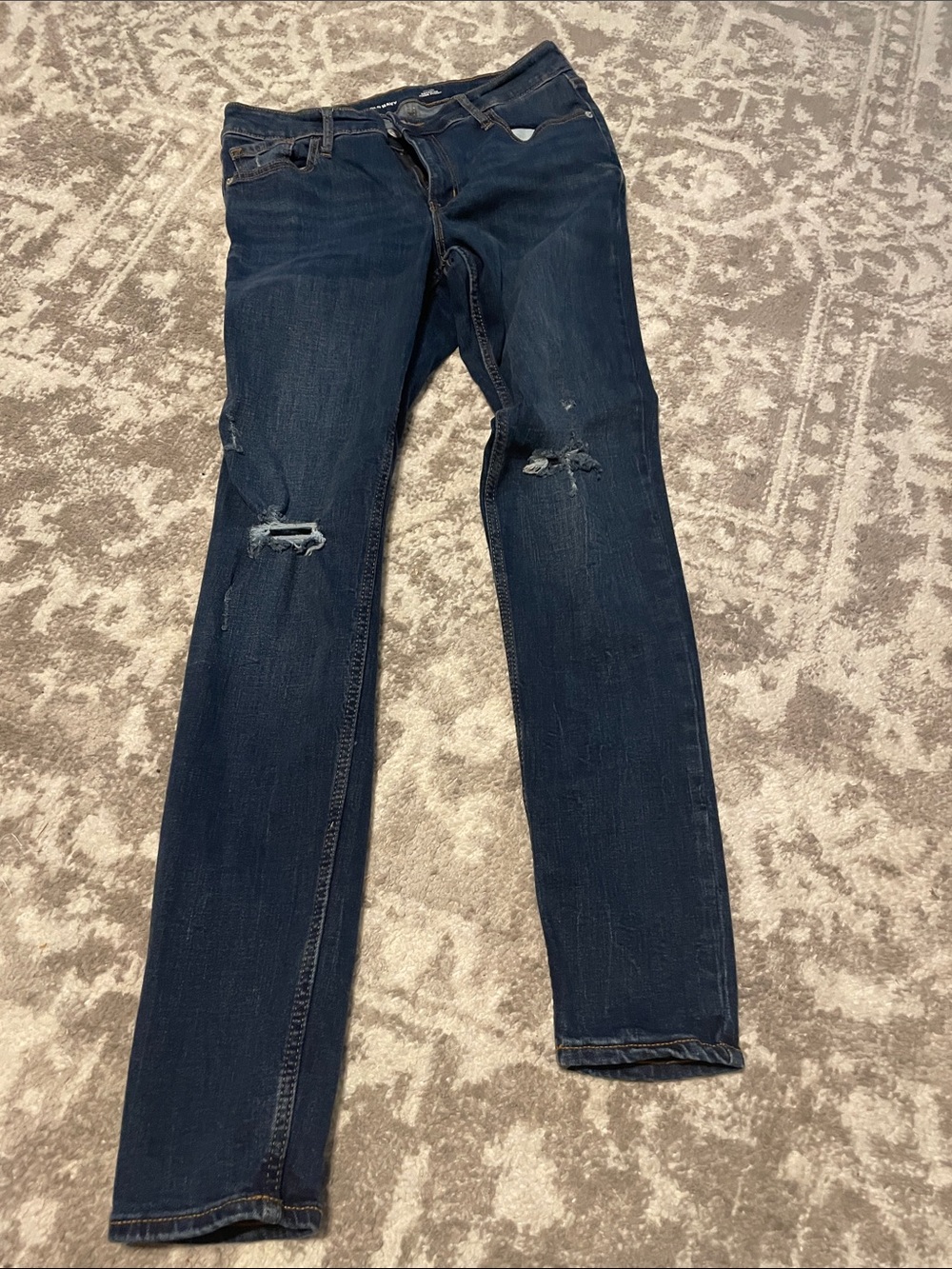 Old Navy Dark Blue Ripped Ankle Jeans